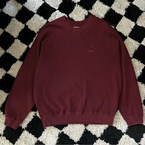 Faconnable Sweatshirt Size L Crew Neck Long Sleeve Cotton Red Maroon Vintage